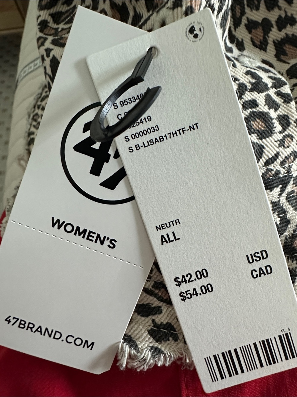 Women's Leopard Print Bucket Hat - Tan, Black NY ‘47 Genuine Merchandise MLB - Picture 6 of 6